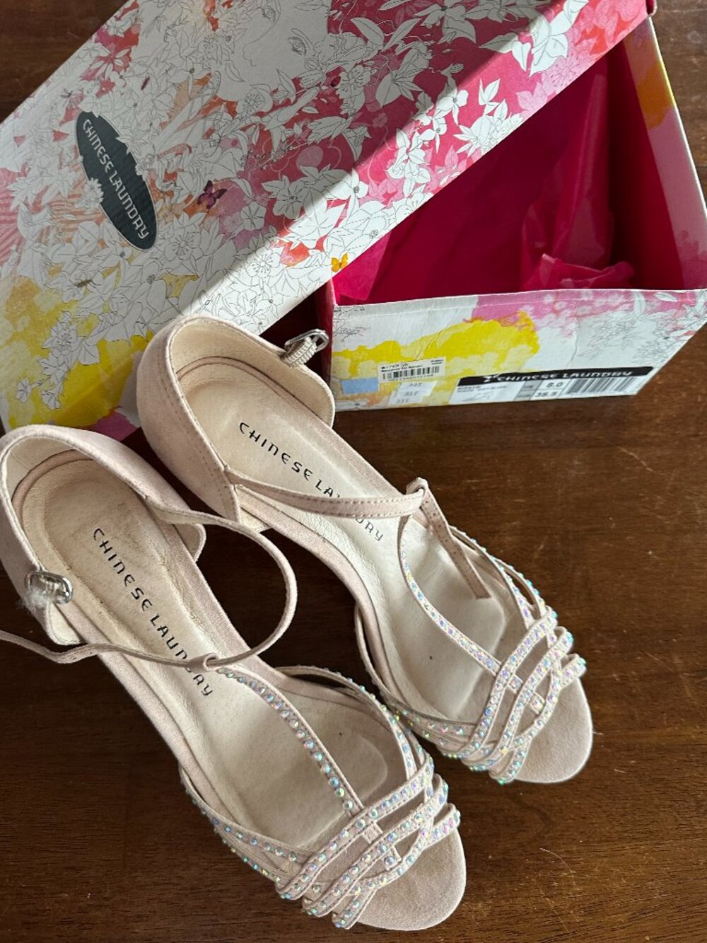 Chinese Laundry Kirstie Suede Blush Heels Size 8 Worn Once w/ Box
